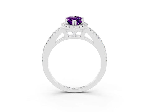 White gold Marquise Cut Amethyst Halo Split Shank Engagement Ring_15