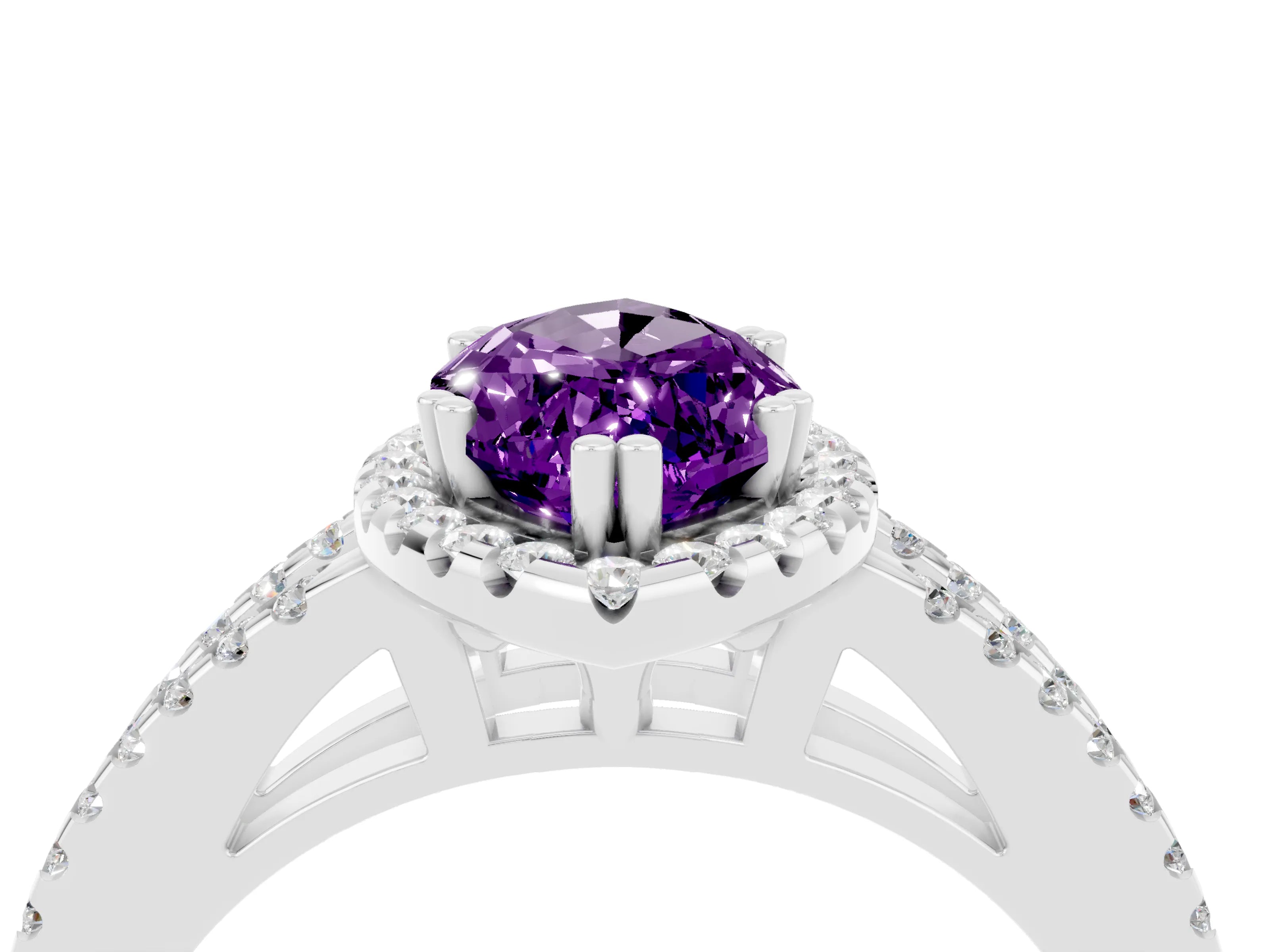 White gold Marquise Cut Amethyst Halo Split Shank Engagement Ring_16