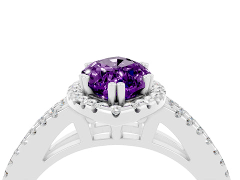 White gold Marquise Cut Amethyst Halo Split Shank Engagement Ring_16