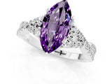 White gold Marquise Cut Amethyst  Halo Twist Band Solitaire Prong Setting Ring_49
