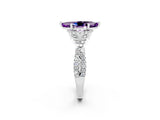 White gold Marquise Cut Amethyst  Halo Twist Band Solitaire Prong Setting Ring_50