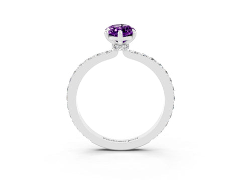 White gold Marquise Cut Amethyst Pavé Engagement Ring with Round  Accents and Prong Setting_27