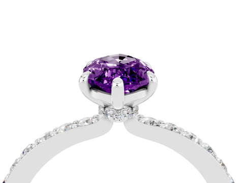 White gold Marquise Cut Amethyst Pavé Engagement Ring with Round  Accents and Prong Setting_28