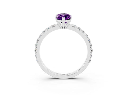 White gold Marquise Cut Amethyst Pavé Solitaire Engagement Ring with Four-Prong Setting_15