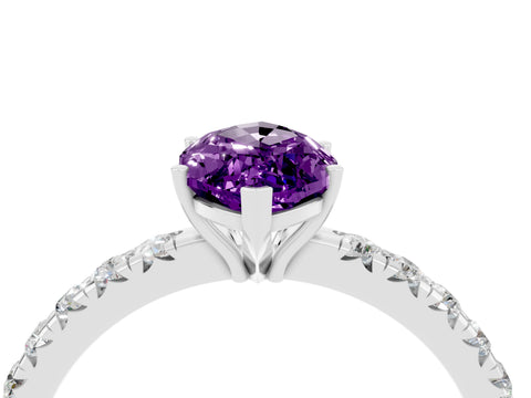 White gold Marquise Cut Amethyst Pavé Solitaire Engagement Ring with Four-Prong Setting_16