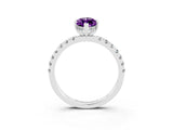 White gold Marquise Cut Amethyst Pave Band Solitaire Ring with Four-Prong Setting_27