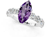 White gold Marquise Cut Amethyst Prong Setting with Side Stones on a Pave Band_1