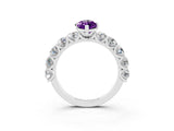White gold Marquise Cut Amethyst Prong Setting with Side Stones on a Pave Band_3