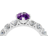 White gold Marquise Cut Amethyst Prong Setting with Side Stones on a Pave Band_4