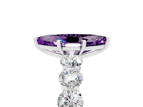White gold Marquise Cut Amethyst Prong Setting with Side Stones on a Pave Band_5