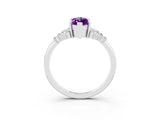 White gold Marquise Cut Amethyst Ring with Side Stones and Four-Prong Setting_39
