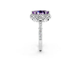 White gold Marquise Cut Amethyst Scalloped Halo Engagement Ring with Round Shared Prong Band_26
