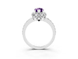 White gold Marquise Cut Amethyst Scalloped Halo Engagement Ring with Round Shared Prong Band_27