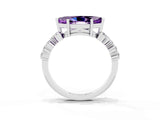 White gold Marquise Cut Amethyst Scattered Round Accent Ring with Prong Setting_27