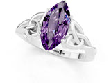 White gold Marquise Cut Amethyst Solitaire Celtic Knot Ring with Four-Prong Setting_13