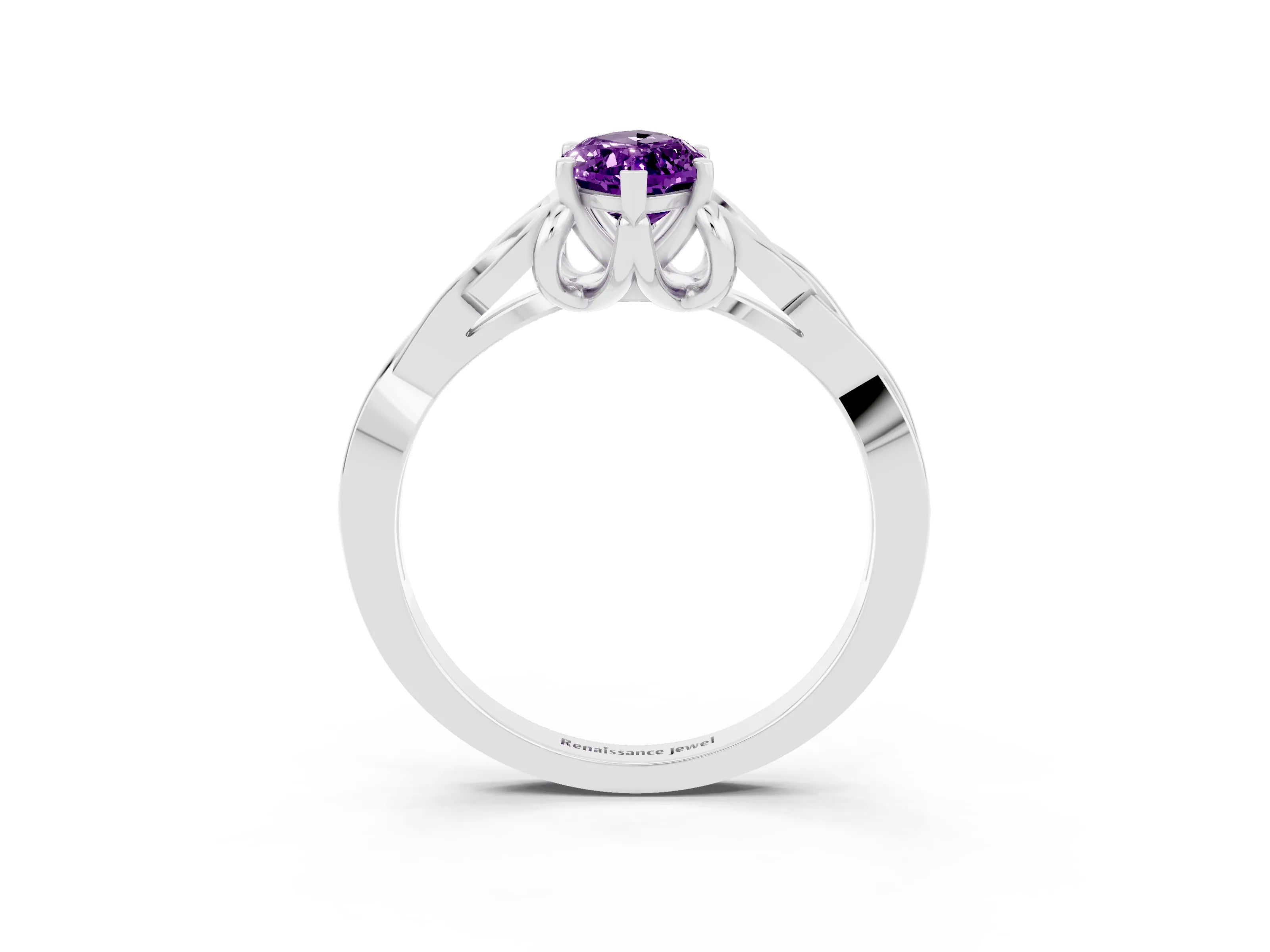 White gold Marquise Cut Amethyst Solitaire Celtic Knot Ring with Four-Prong Setting_15