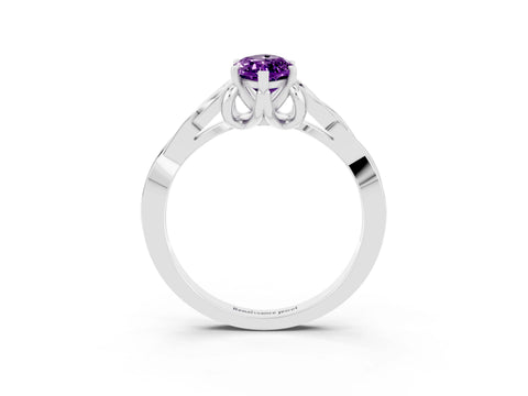 White gold Marquise Cut Amethyst Solitaire Celtic Knot Ring with Four-Prong Setting_15