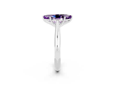 White gold Marquise Cut Amethyst Solitaire Engagement Ring with Cathedral Setting and Four-Prong Mount_14