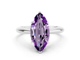 White gold Marquise Cut Amethyst Solitaire Engagement Ring with Cathedral Setting and Four-Prong Mount_30