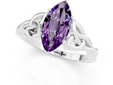 White gold Marquise Cut Amethyst Solitaire Engagement Ring with Celtic Knot Band and Four-Prong Setting_1