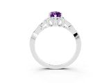 White gold Marquise Cut Amethyst Solitaire Engagement Ring with Celtic Knot Band and Four-Prong Setting_3