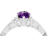 White gold Marquise Cut Amethyst Solitaire Engagement Ring with Celtic Knot Band and Four-Prong Setting_4