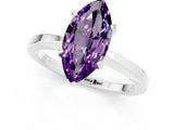 White gold Marquise Cut Amethyst Solitaire Engagement Ring with Classic Band and Four-Prong Setting_25
