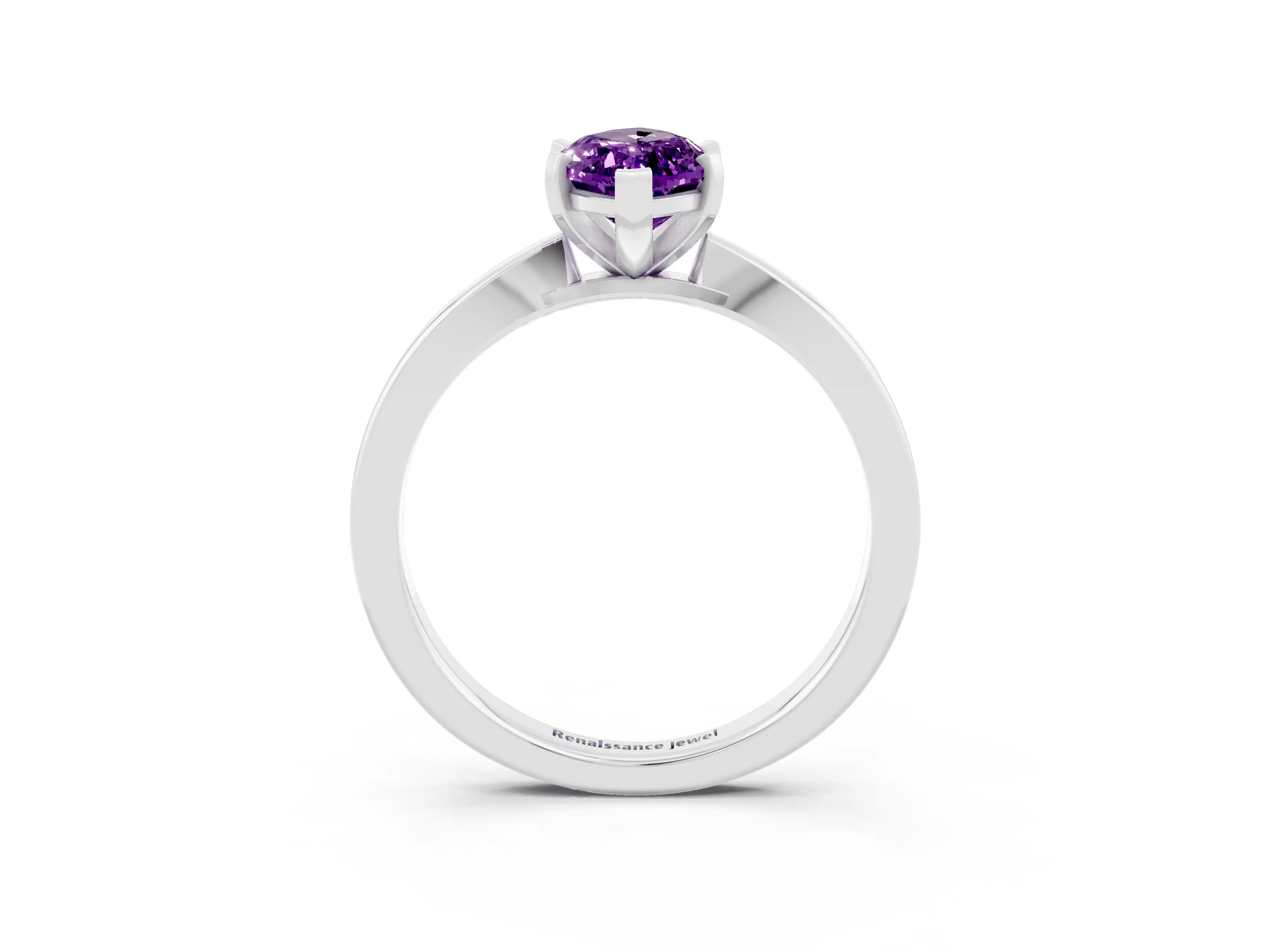 White gold Marquise Cut Amethyst Solitaire Engagement Ring with Classic Band and Four-Prong Setting_27