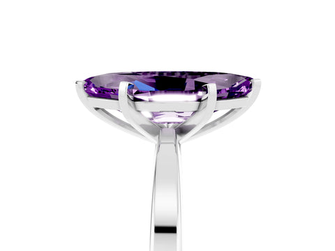 White gold Marquise Cut Amethyst Solitaire Engagement Ring with Classic Band and Four-Prong Setting_29