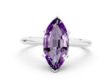 White gold Marquise Cut Amethyst Solitaire Engagement Ring with Classic Band and Four-Prong Setting_36
