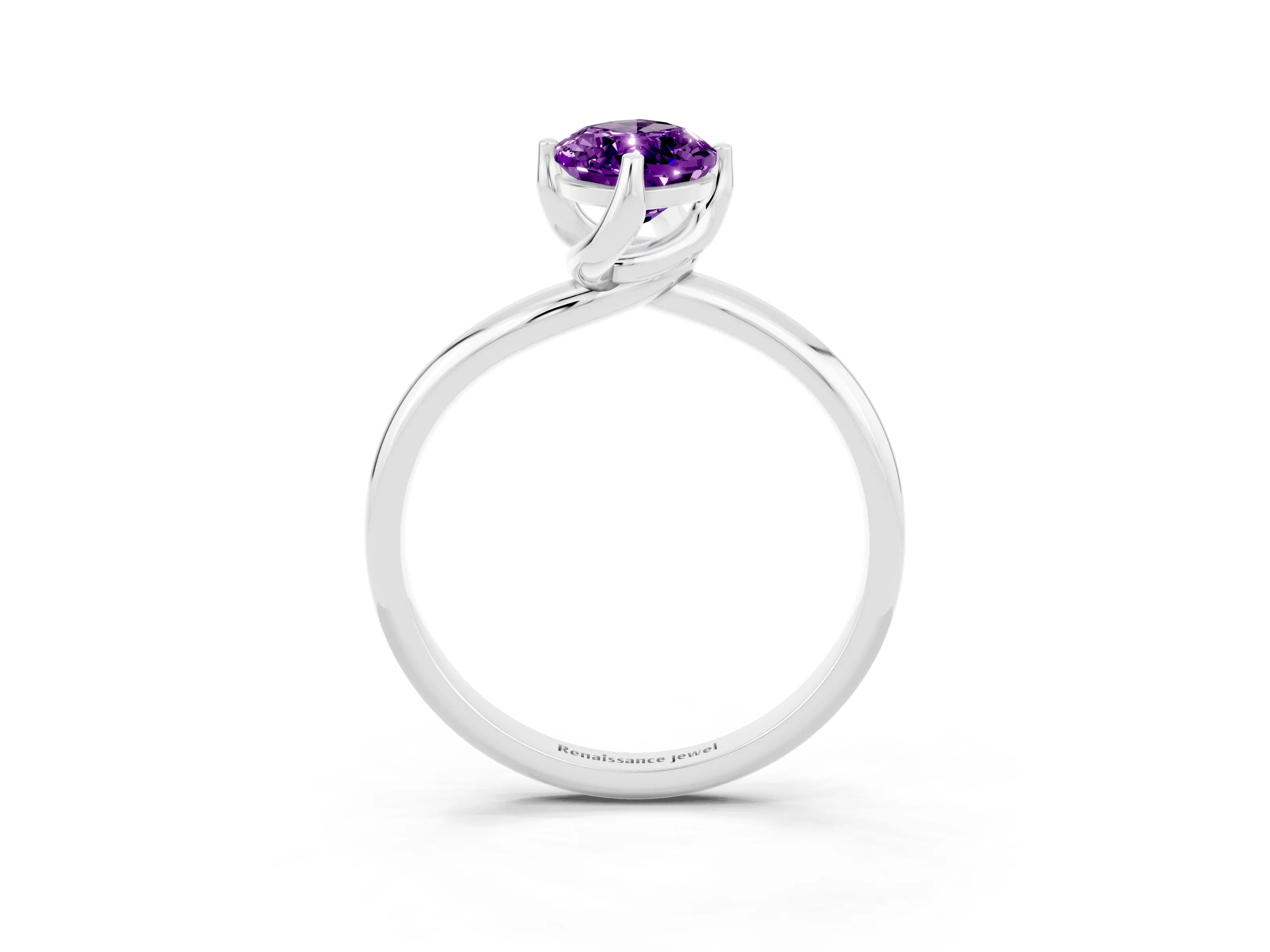 White gold Marquise Cut Amethyst Solitaire Engagement Ring with Four-Prong Setting and Classic Band_39