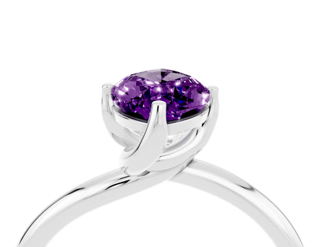 White gold Marquise Cut Amethyst Solitaire Engagement Ring with Four-Prong Setting and Classic Band_40