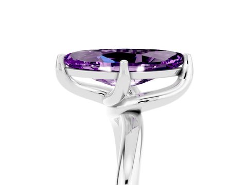White gold Marquise Cut Amethyst Solitaire Engagement Ring with Four-Prong Setting and Classic Band_41