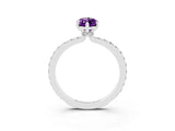 White gold Marquise Cut Amethyst Solitaire Engagement Ring with Pavé Band and Four-Prong Setting_3