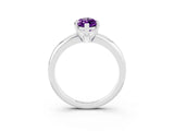 White gold Marquise Cut Amethyst Solitaire Engagement Ring with Round Band and Four-Prong Setting_3