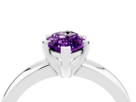 White gold Marquise Cut Amethyst Solitaire Engagement Ring with Round Band and Four-Prong Setting_4