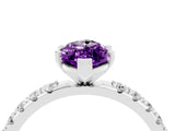 White gold Marquise Cut Amethyst Solitaire Pavé Band with Four-Prong Setting_4