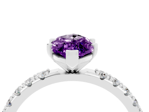 White gold Marquise Cut Amethyst Solitaire Pavé Band with Four-Prong Setting_4
