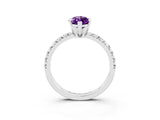 White gold Marquise Cut Amethyst Solitaire Pavé Engagement Ring with Round Band and Prong Setting_15