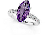White gold Marquise Cut Amethyst Solitaire Pavé Engagement Ring with Round Band and Prong Setting_73