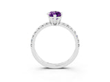 White gold Marquise Cut Amethyst Solitaire Pavé Engagement Ring with Round Band and Prong Setting_75