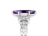White gold Marquise Cut Amethyst Solitaire Ring with Filigree Band and Four-Prong Setting_29