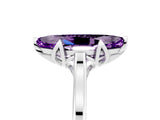White gold Marquise Cut Amethyst Solitaire Ring with Flower Prong Setting and Classic Band_17