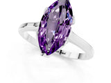 White gold Marquise Cut Amethyst Solitaire Ring with Flower Prong Setting and Classic Band_49
