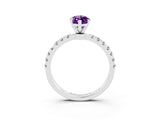 White gold Marquise Cut Amethyst Solitaire Ring with Pavé Accents and Four-Prong Setting_3