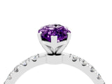 White gold Marquise Cut Amethyst Solitaire Ring with Pavé Accents and Four-Prong Setting_4