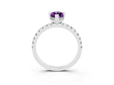 White gold Marquise Cut Amethyst Solitaire Ring with Pavé Band and Four-Prong Setting_27