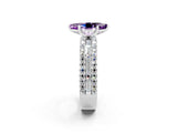 White gold Marquise Cut Amethyst Solitaire Ring with Pavé and Channel Set Band_2