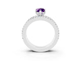 White gold Marquise Cut Amethyst Solitaire Ring with Pavé and Channel Set Band_3