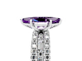 White gold Marquise Cut Amethyst Solitaire Ring with Pavé and Channel Set Band_5